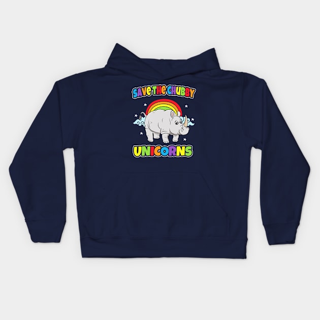 Rhino Save The Chubby Unicorns Rhinoceros Kids Hoodie by E